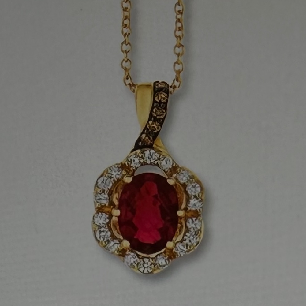 ✨ Le Vian Natural Ruby & Diamond Necklace – 14K Honey Gold ✨